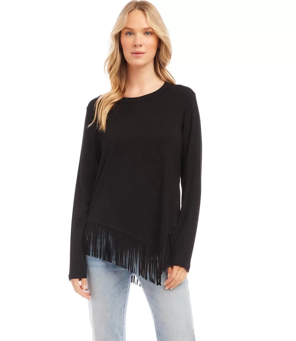 Asymmetric Fringe Top>Karen Kane Clearance