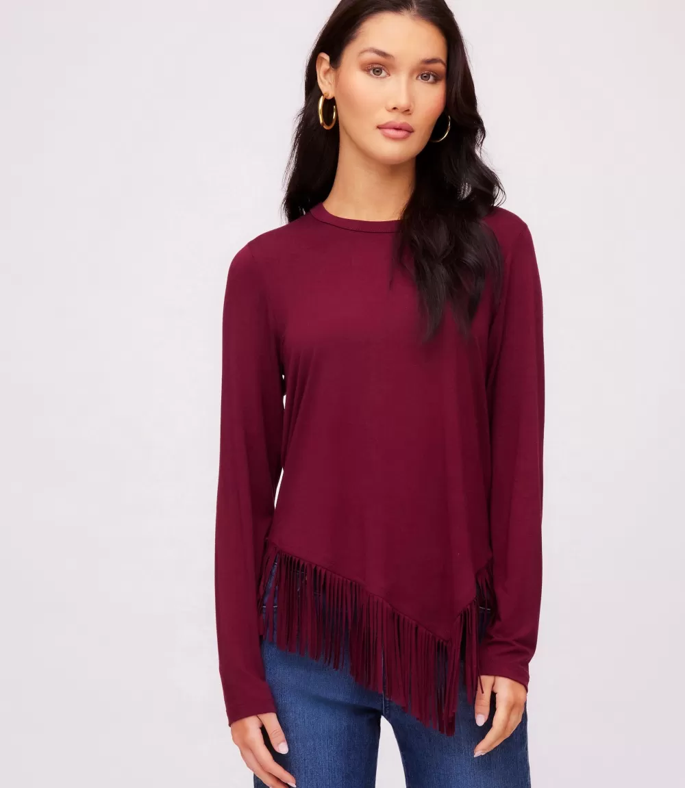 Asymmetric Fringe Top>Karen Kane Clearance