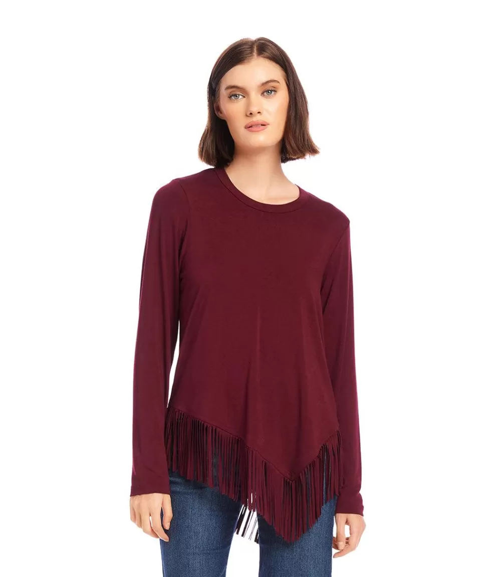 Asymmetric Fringe Top>Karen Kane Clearance