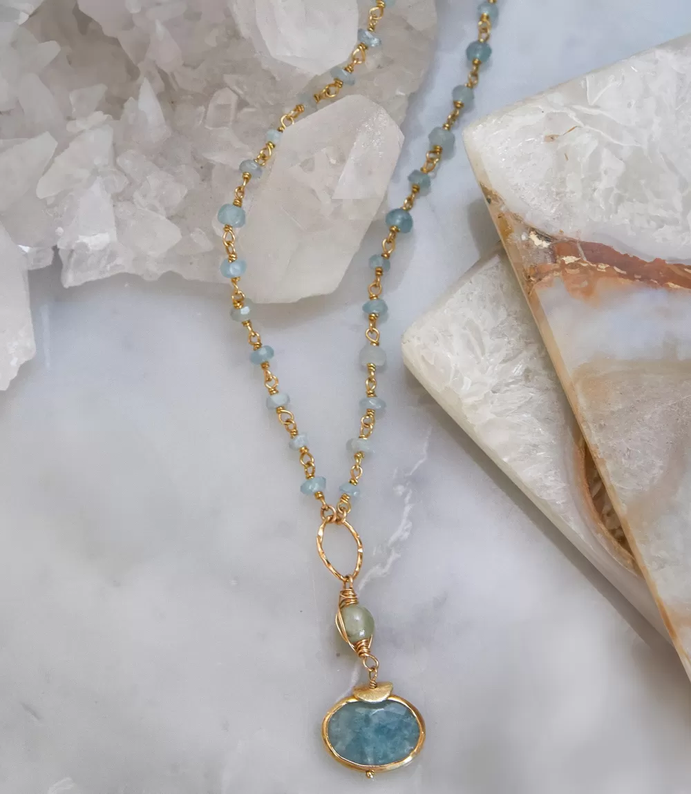 Beaded marine Pendant Necklace>Karen Kane Shop