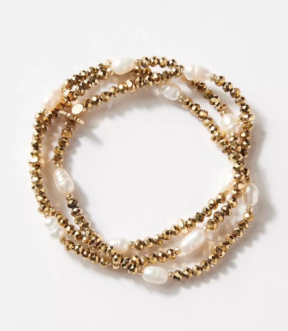 Beaded Gemstone And Pearl Stretch Bracelet>Karen Kane Store