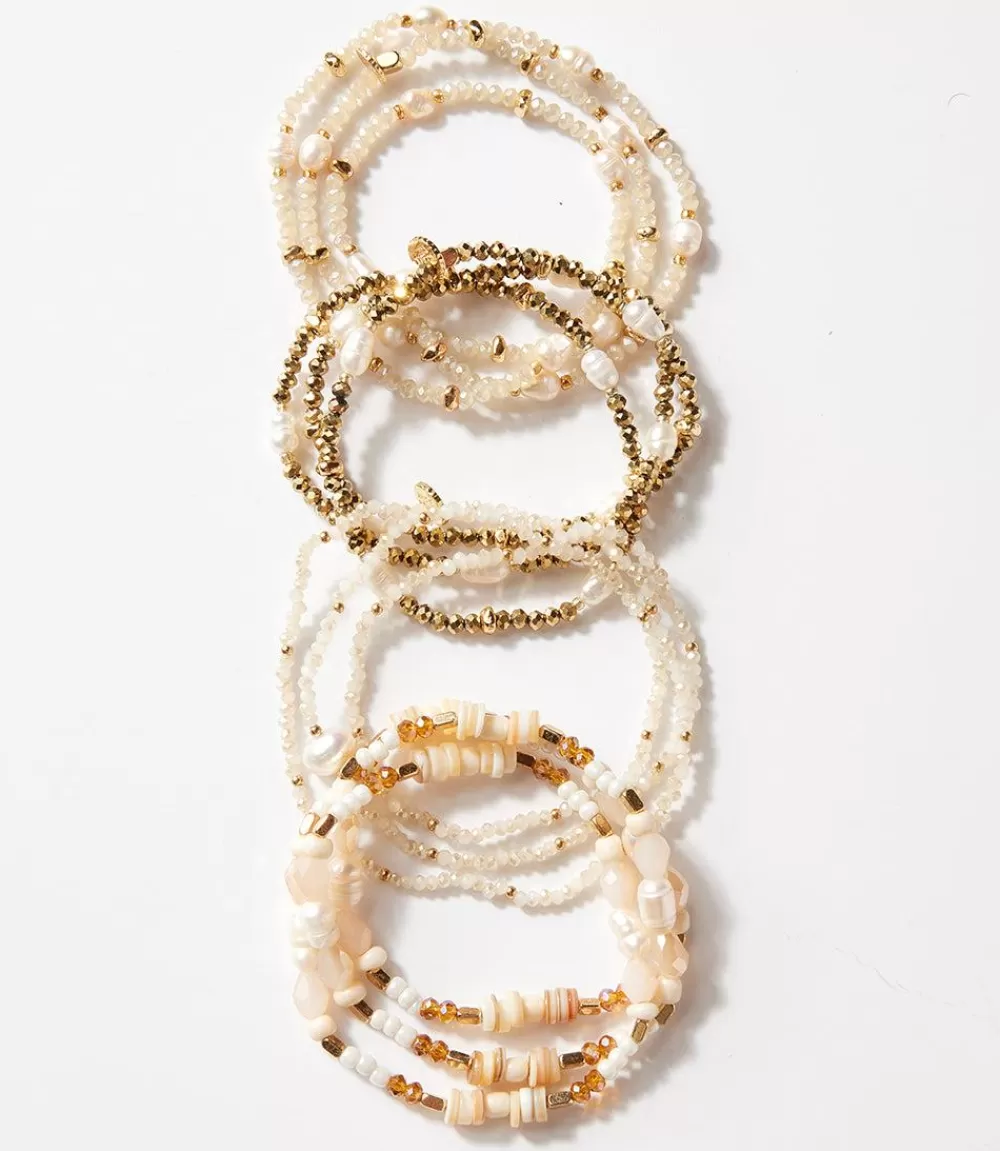 Beaded Gemstone And Pearl Stretch Bracelet>Karen Kane Store