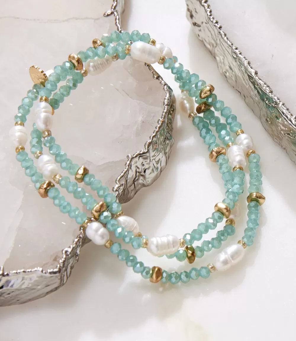 Beaded Gemstone And Pearl Stretch Bracelet>Karen Kane Online