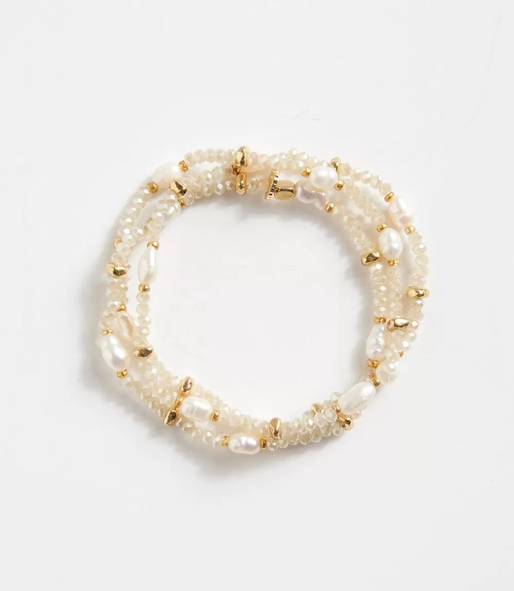 Beaded Gemstone And Pearl Stretch Bracelet>Karen Kane New