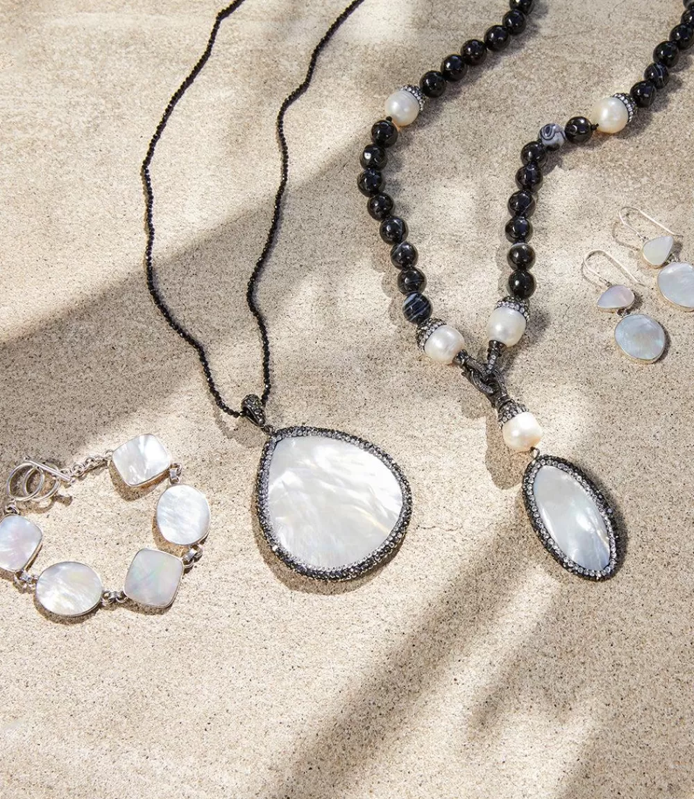 Beaded Long Mother of Pearl Necklace>Karen Kane Online