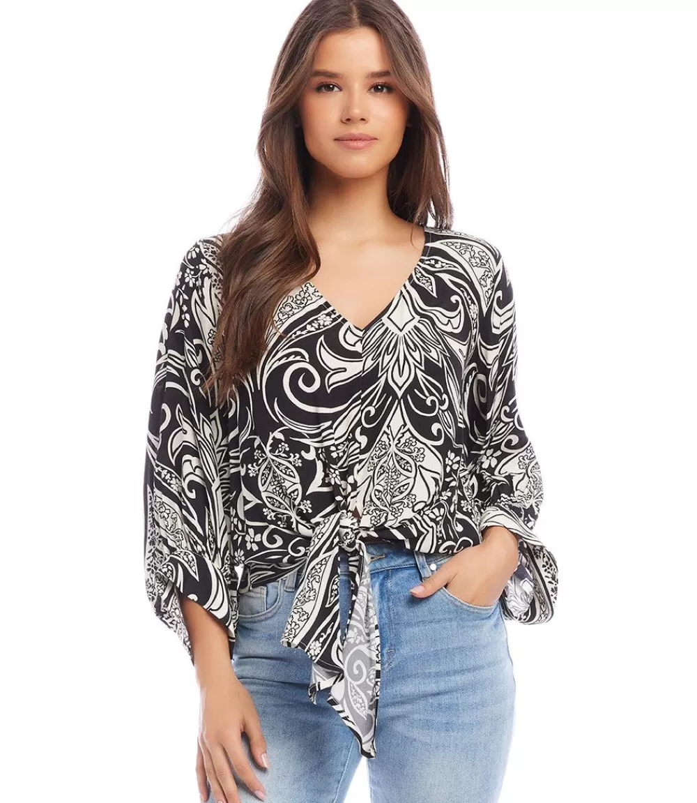 Blouson Sleeve Tie-Front Top>Karen Kane Discount