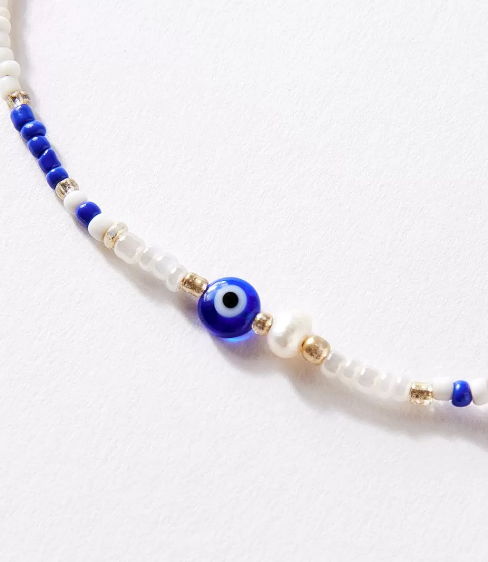 Blue and White Beaded Bracelet>Karen Kane Clearance