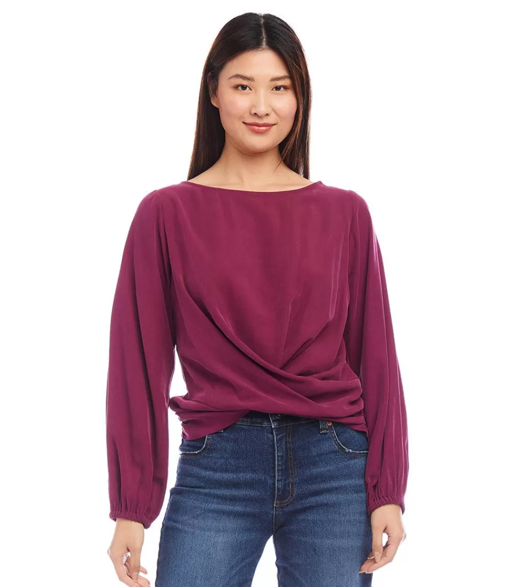 Boatneck Drape Top>Karen Kane Discount