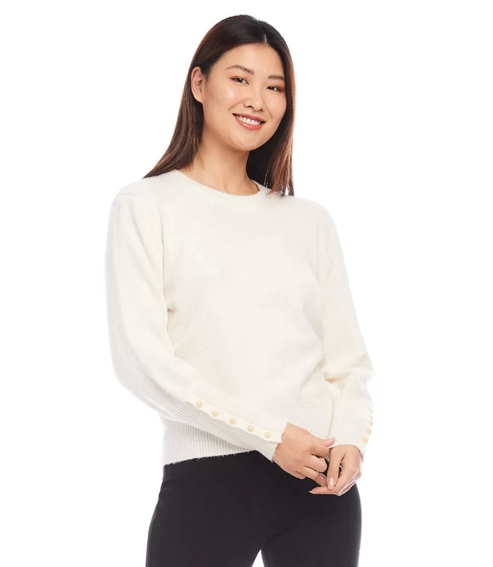 Button Sleeve Sweater>Karen Kane Store