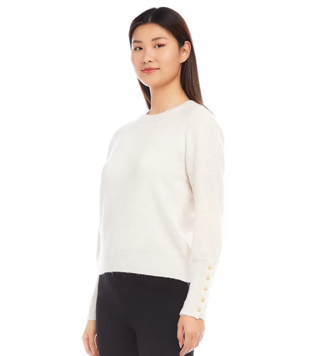 Button Sleeve Sweater>Karen Kane Store