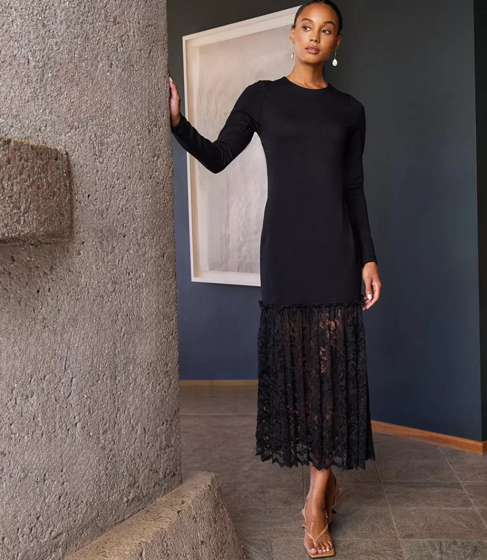 Contrast Lace Column Dress>Karen Kane Flash Sale