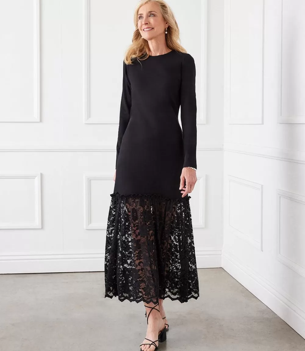 Contrast Lace Column Dress>Karen Kane Flash Sale