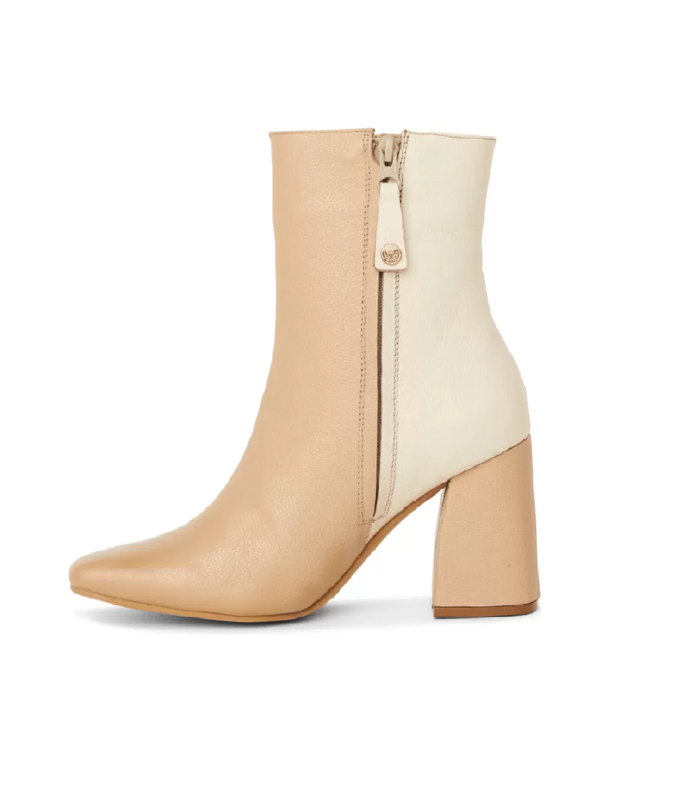 Contrast Leather Ankle Boots>Karen Kane Shop