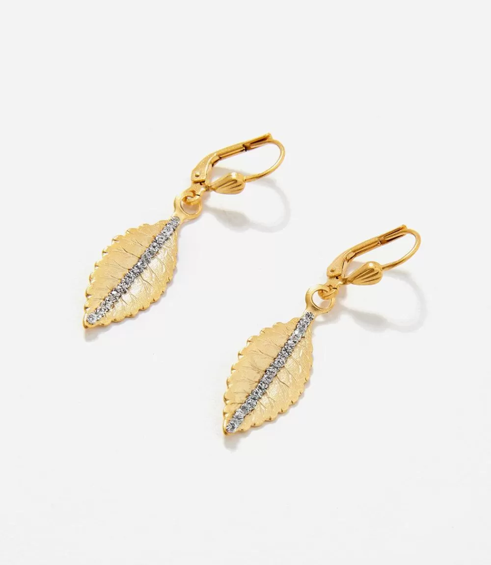 Crystal Leaf Earrings>Karen Kane Store