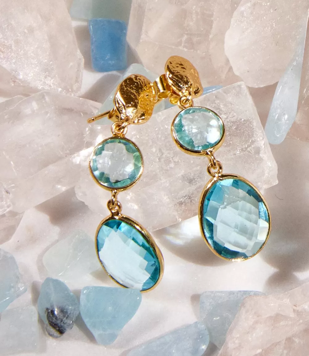 Double Drop Topaz Earrings>Karen Kane Store