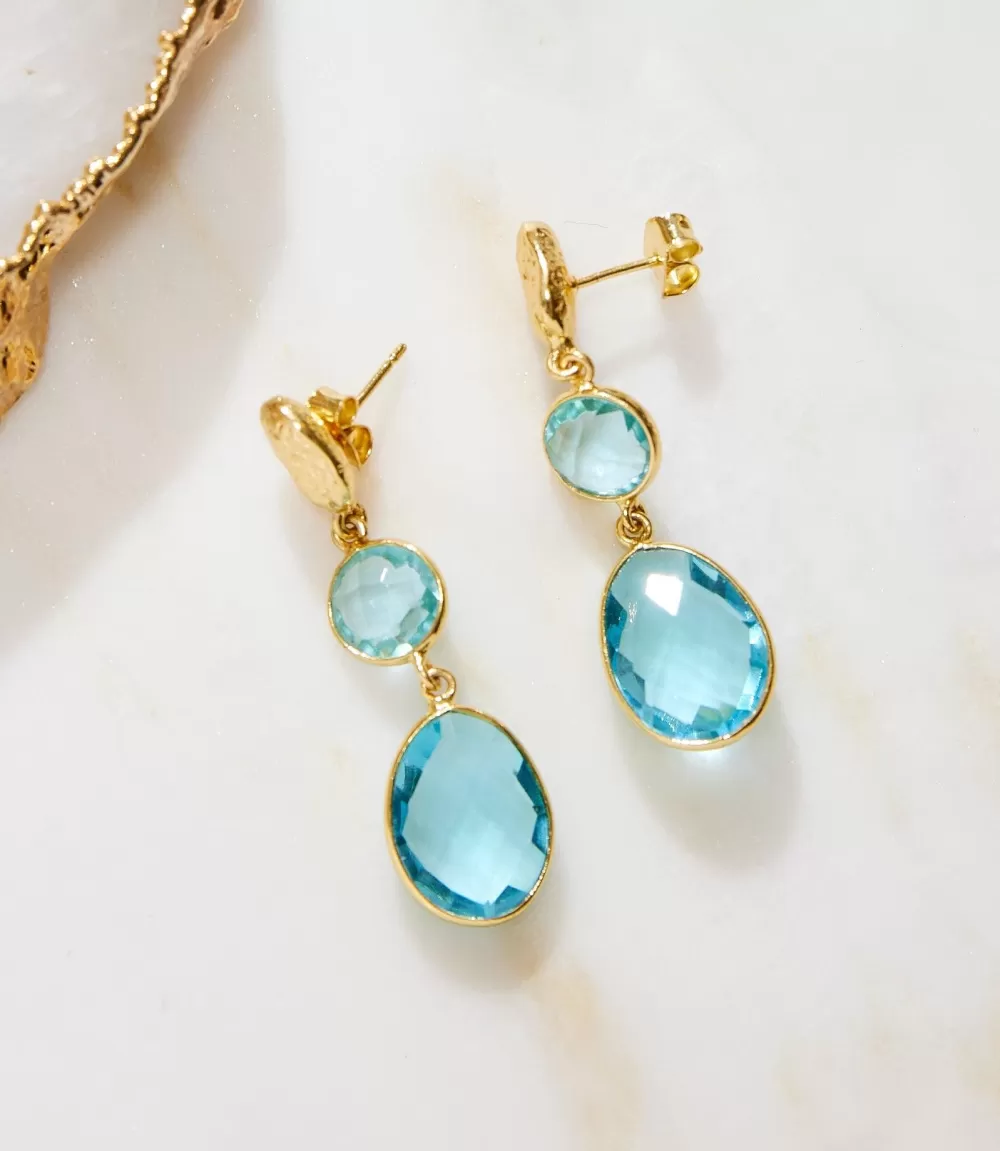 Double Drop Topaz Earrings>Karen Kane Store