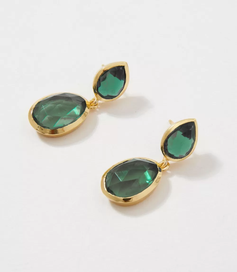 Double Teardrop Gemstone Earrings>Karen Kane Store