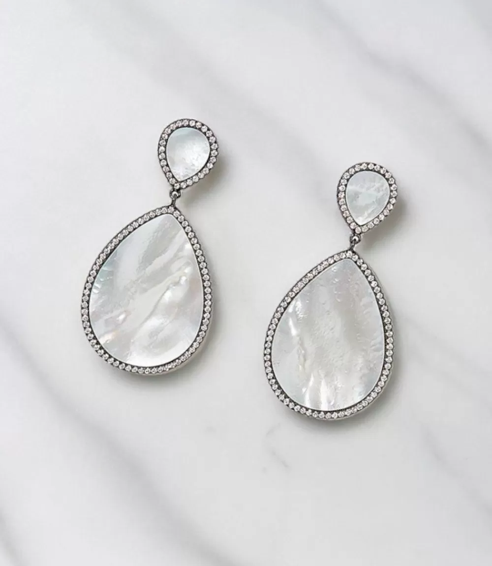 Double Teardrop Mother of Pearl Earrings>Karen Kane Sale