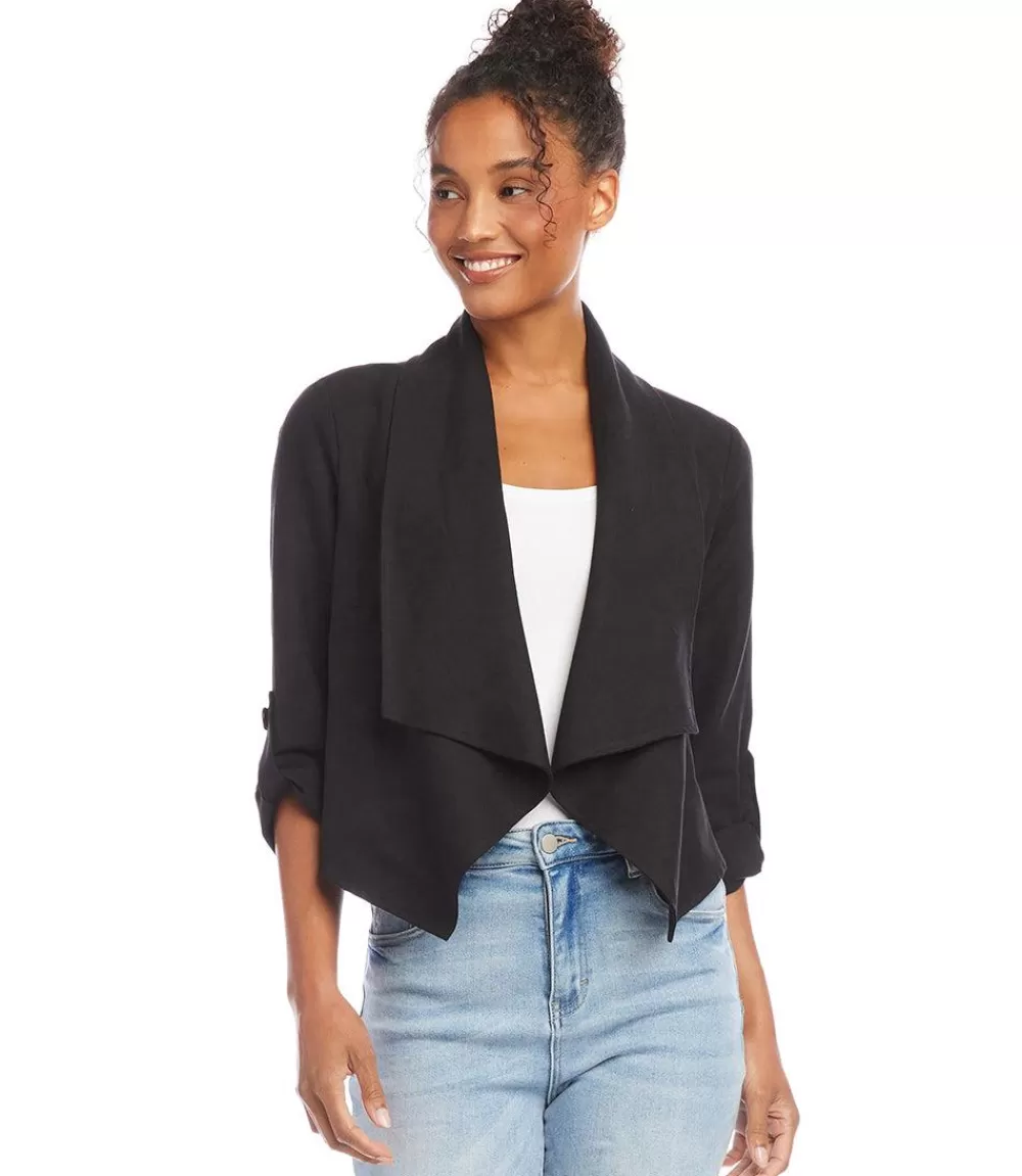 Drape Collar Cardigan Jacket>Karen Kane Online