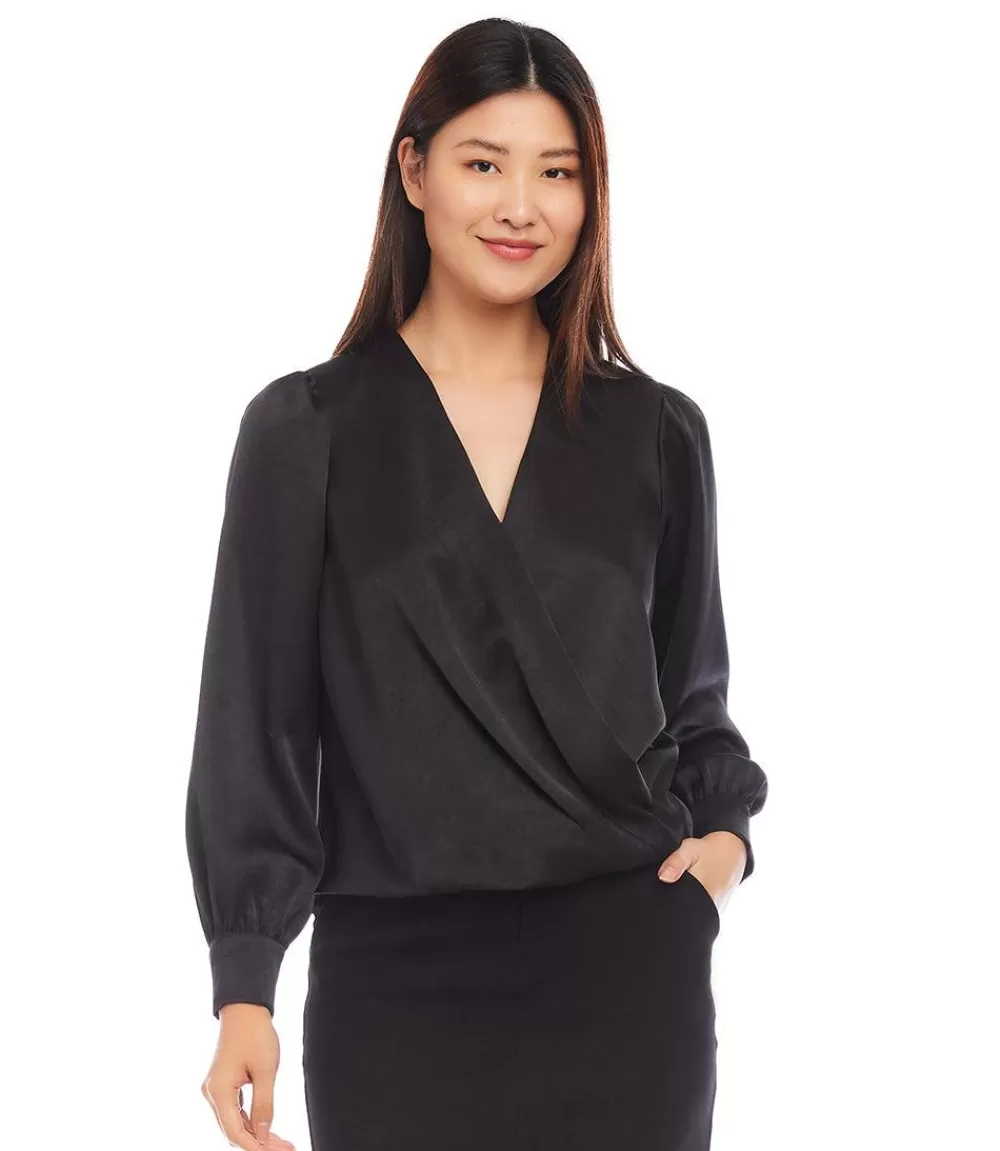 Drape Front Satin Top>Karen Kane Flash Sale