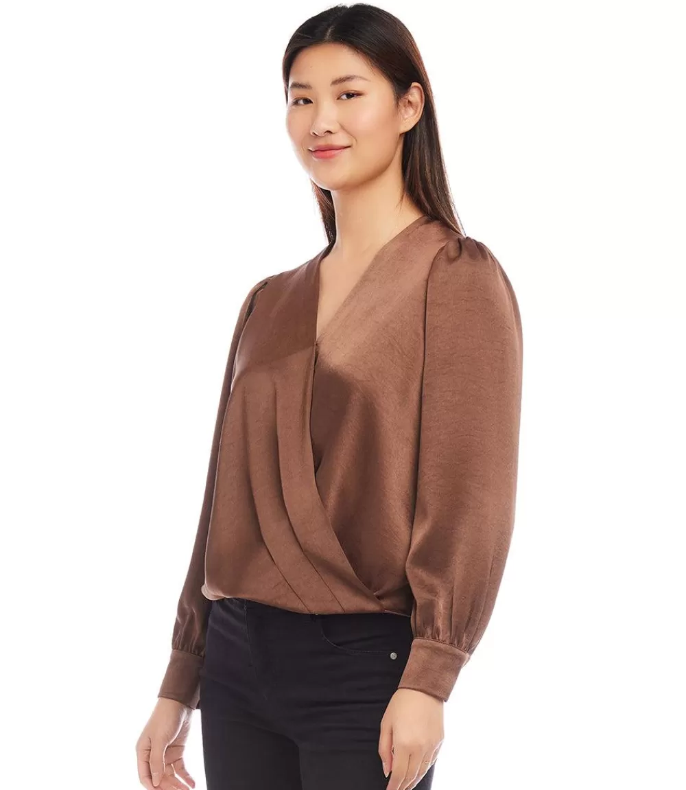 Drape Front Satin Top>Karen Kane Sale