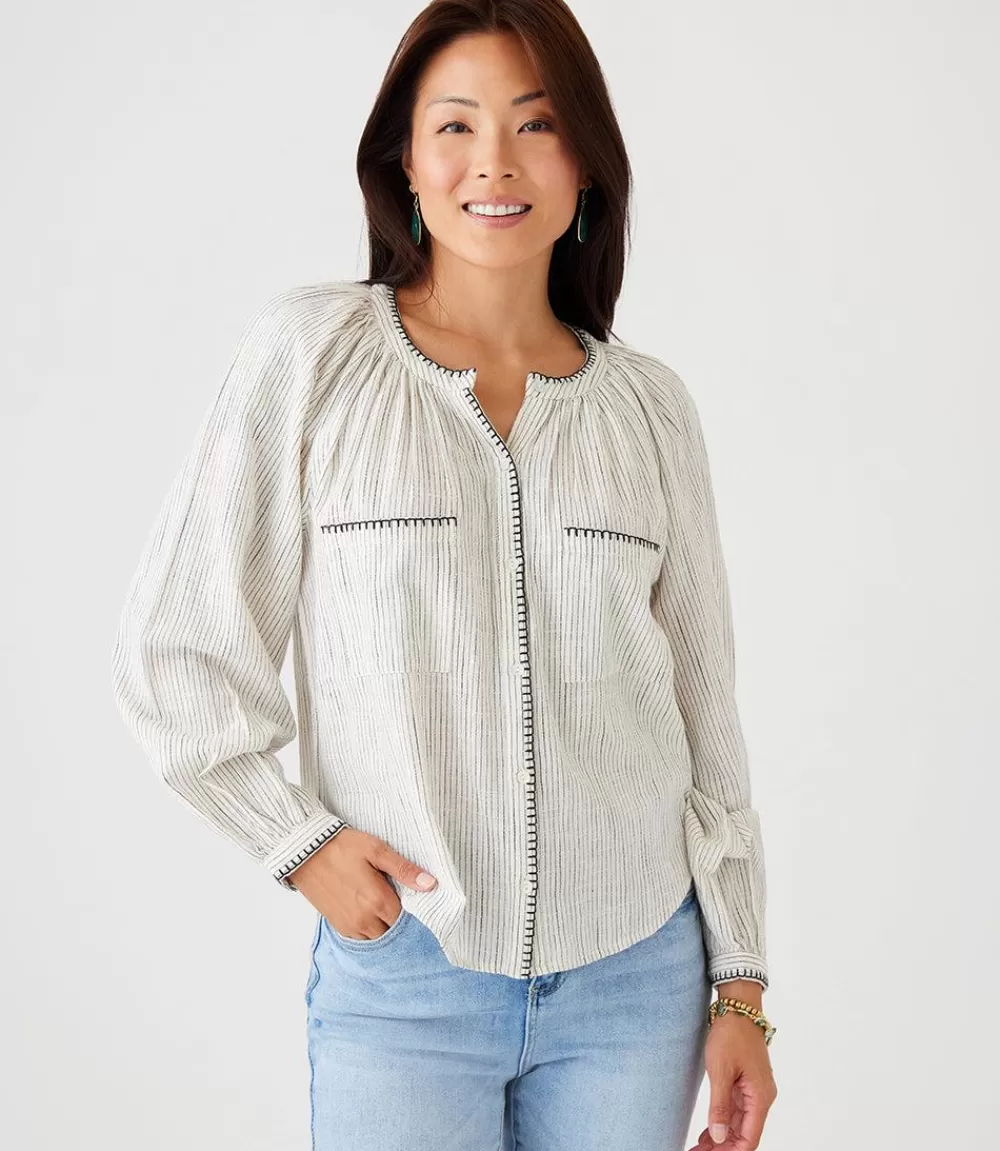 Edge Stitch Peasant Top>Karen Kane Cheap