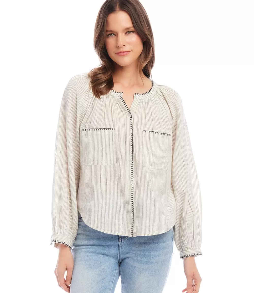 Edge Stitch Peasant Top>Karen Kane Cheap