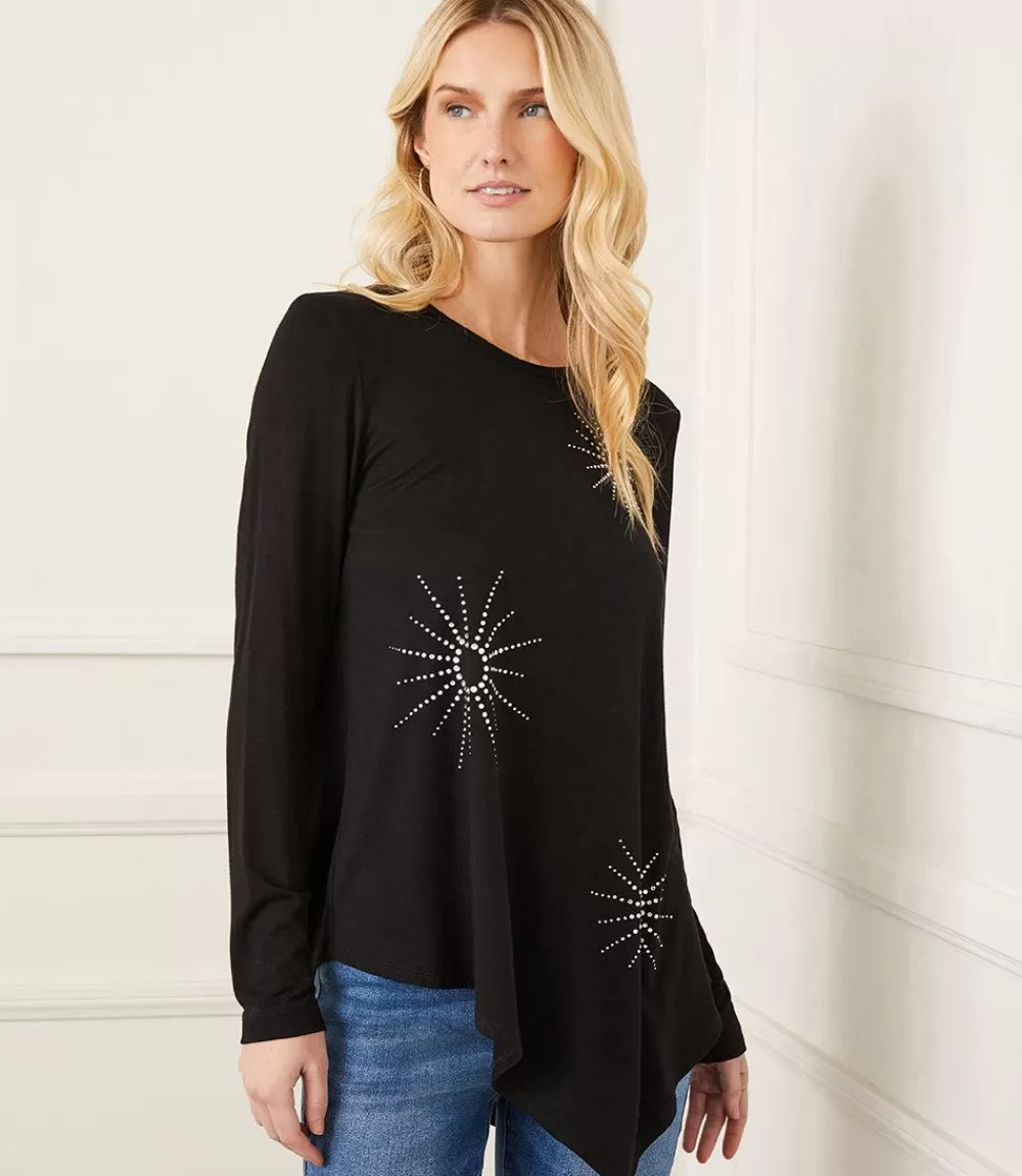 Embellished Asymmetric Top>Karen Kane New