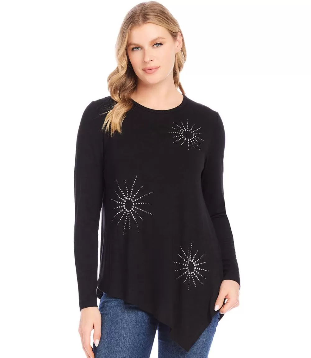 Embellished Asymmetric Top>Karen Kane New