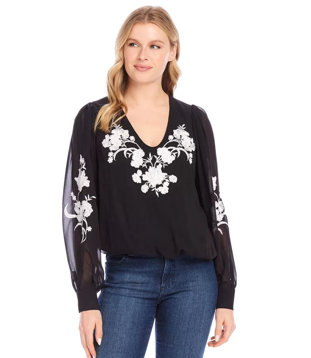 Embellished Blouson Top>Karen Kane Cheap