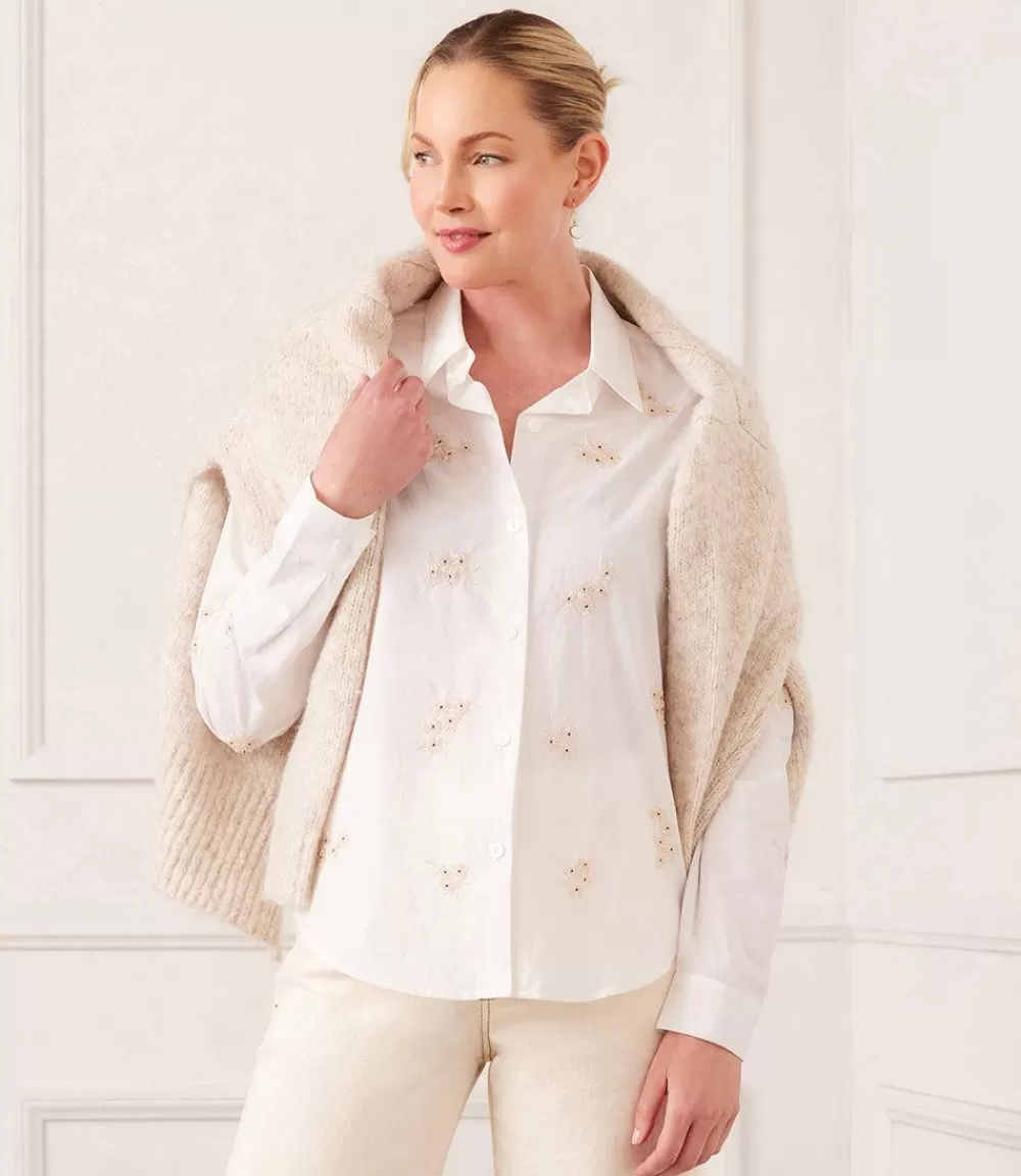 Embellished Button Up Shirt>Karen Kane Flash Sale