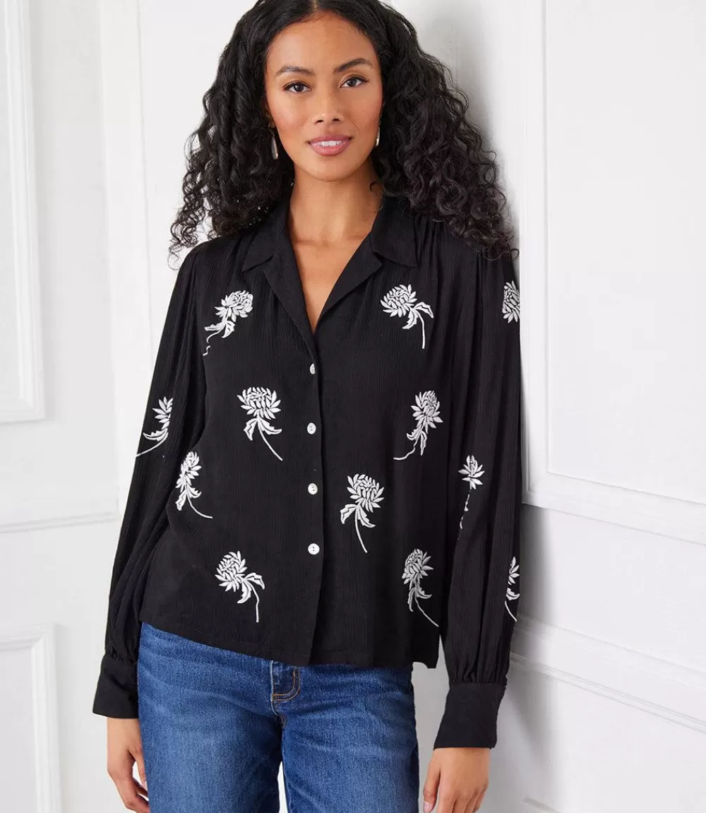 Embroidered Blouson Sleeve Top>Karen Kane Best Sale