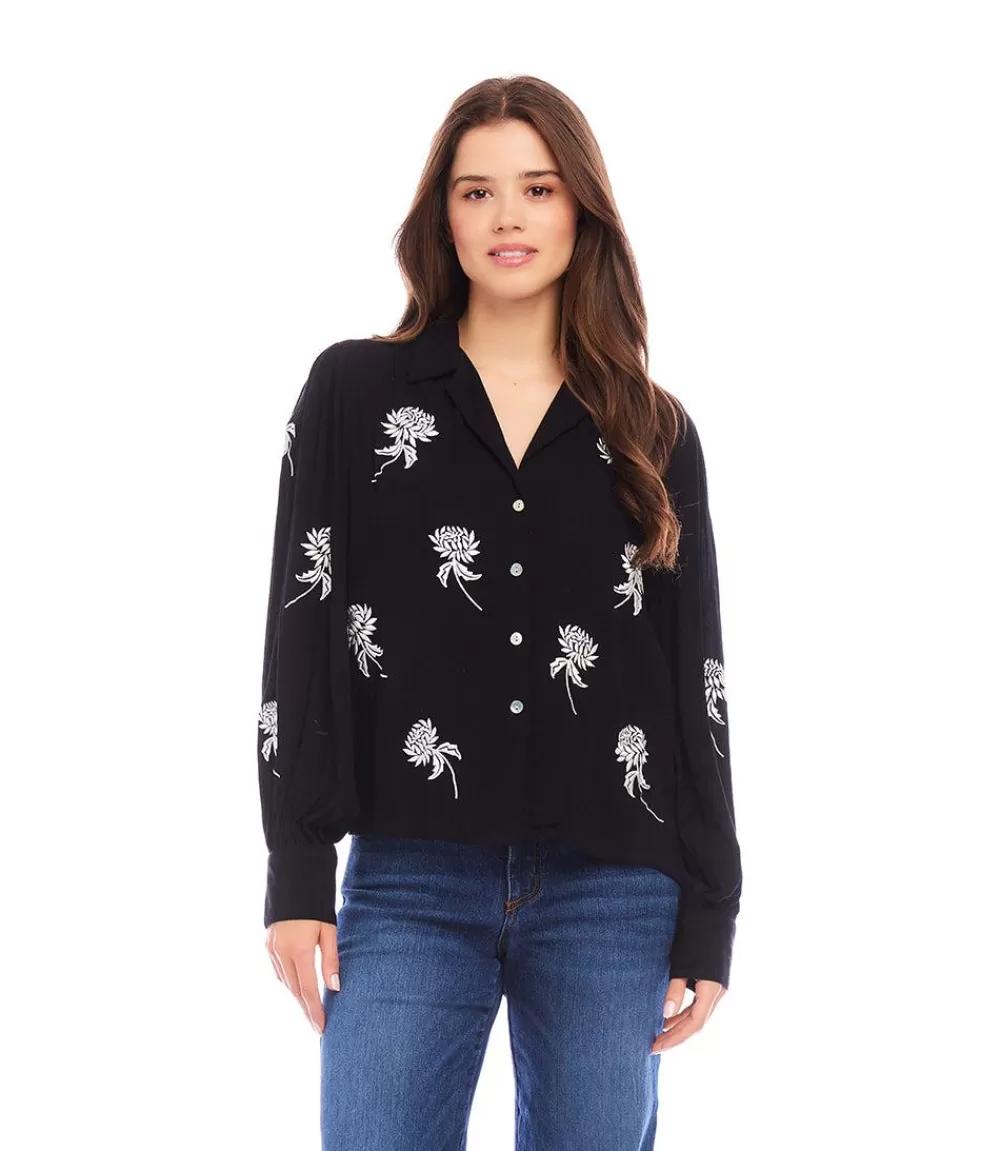 Embroidered Blouson Sleeve Top>Karen Kane Best Sale