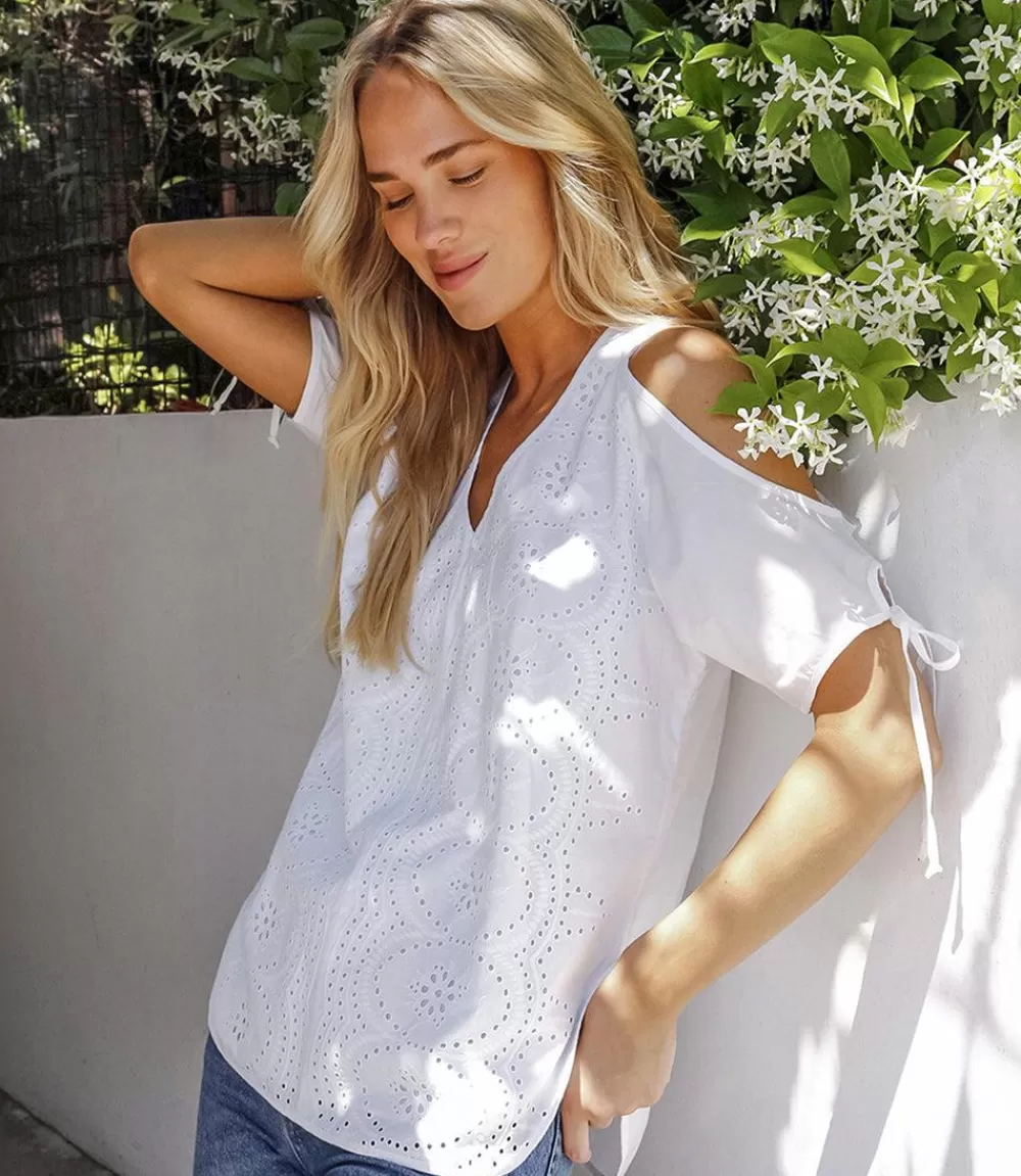 Embroidered Cold Shoulder Top>Karen Kane Best Sale