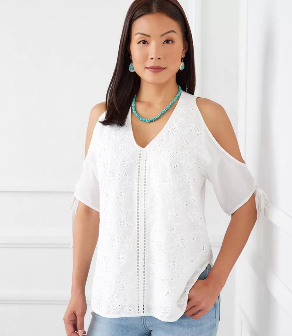 Embroidered Cold Shoulder Top>Karen Kane Best Sale