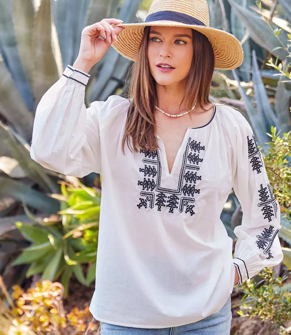 Embroidered Peasant Top>Karen Kane Hot