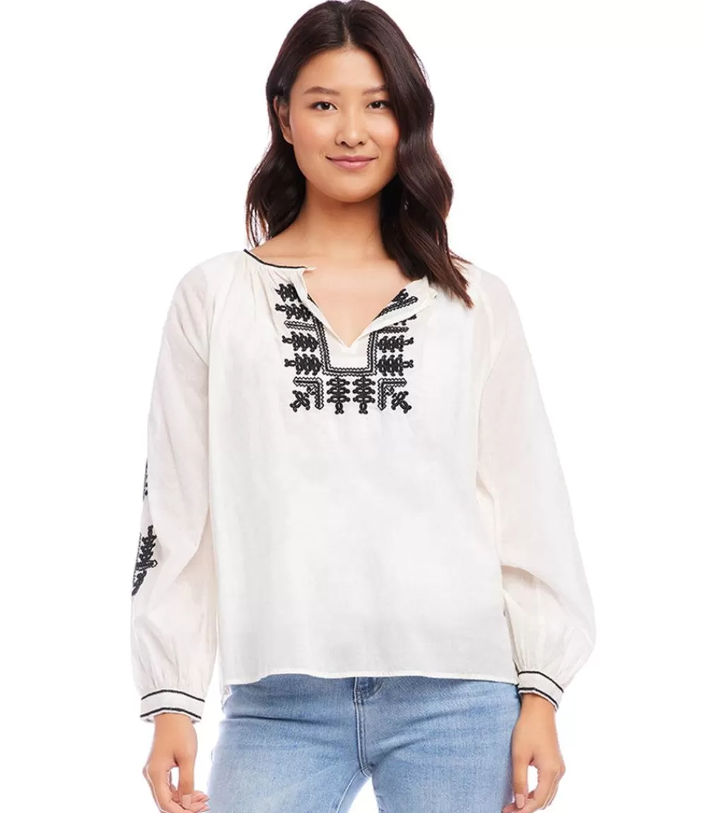 Embroidered Peasant Top>Karen Kane Hot