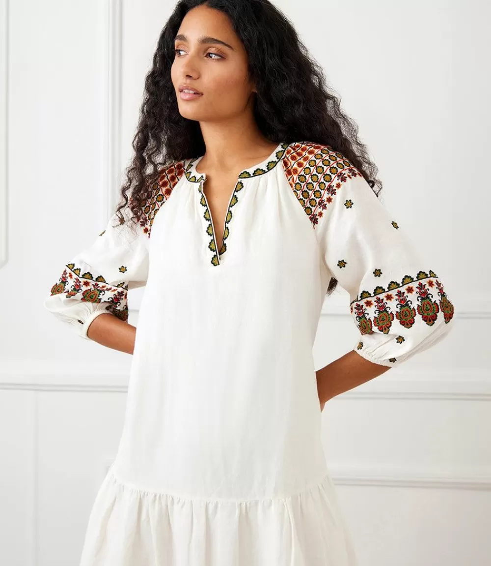 Embroidered Ruffle Hem Dress>Karen Kane Outlet