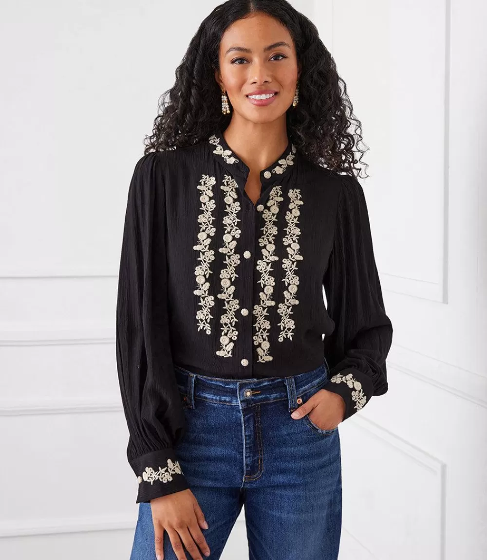 Embroidered Shirt>Karen Kane New