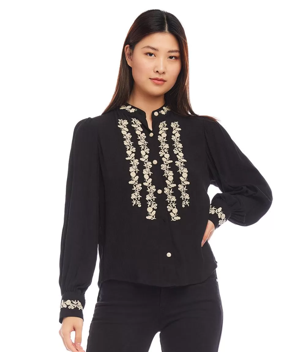 Embroidered Shirt>Karen Kane New