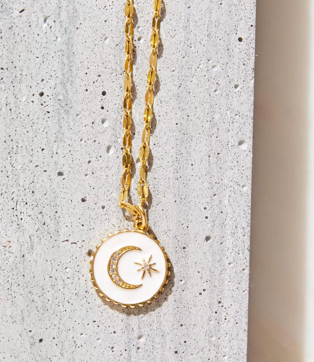 Enamel Moon and Star Necklace>Karen Kane Cheap