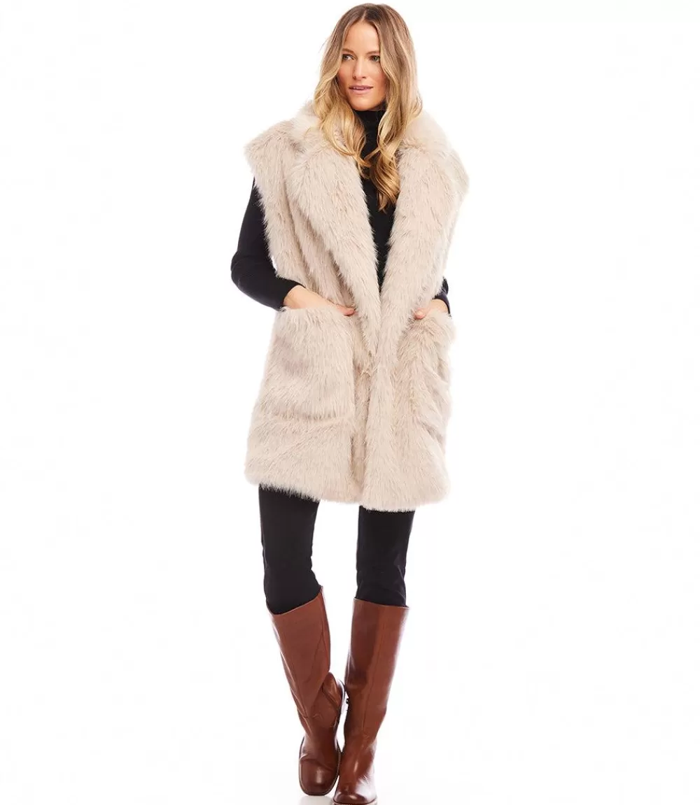 Faux Fur Vest>Karen Kane Outlet