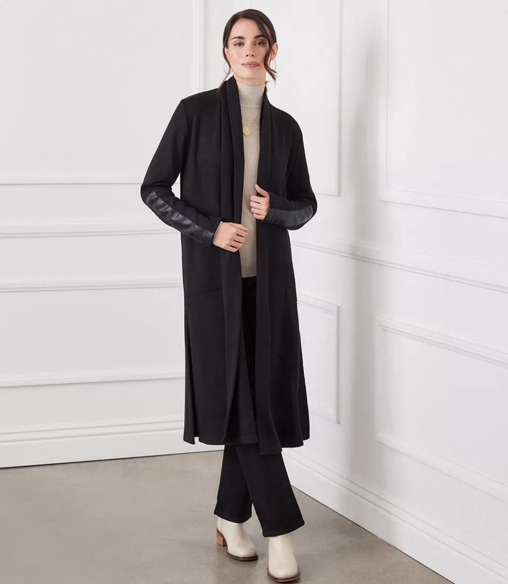 Faux Leather Patch Duster>Karen Kane Online