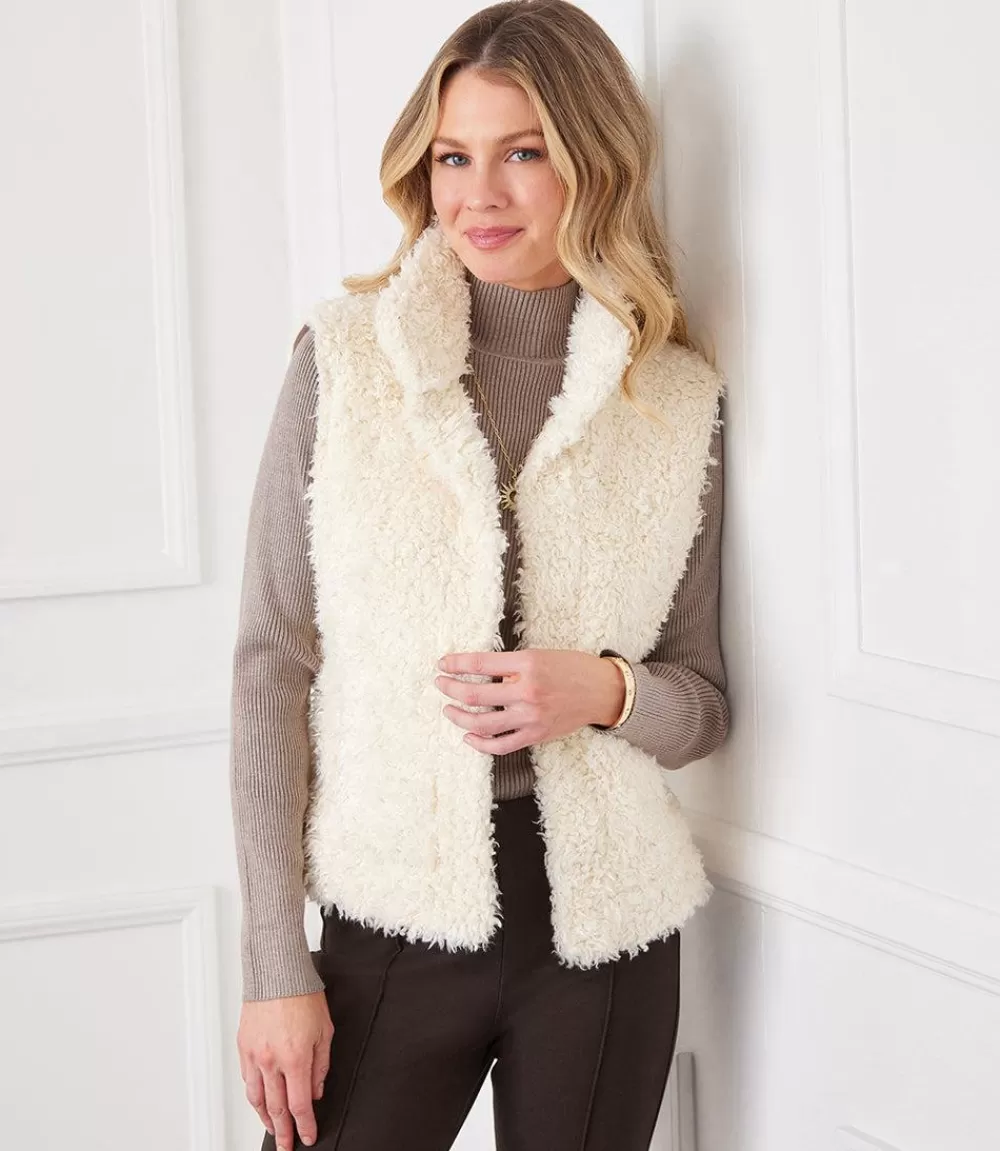 Faux Shearling Vest>Karen Kane Flash Sale