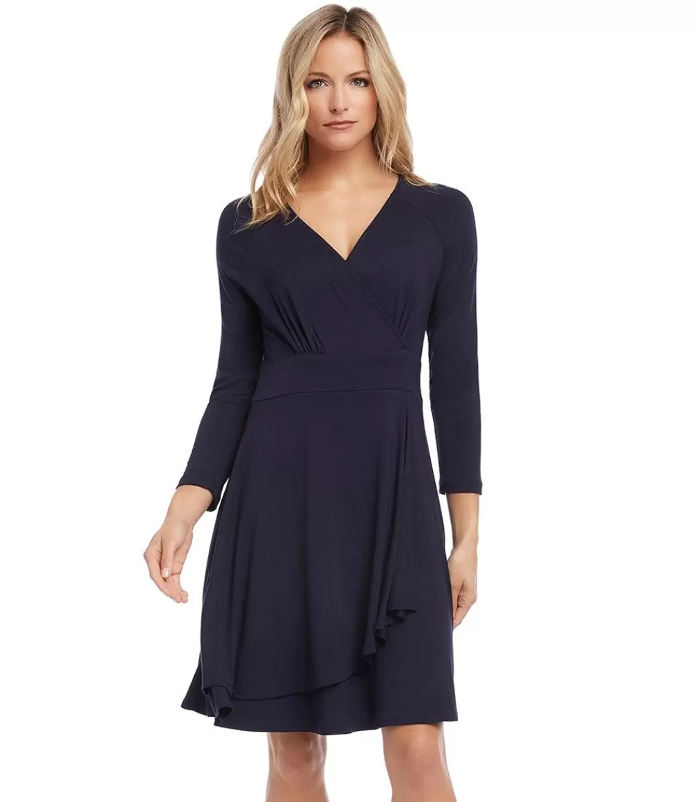 Faux Wrap Drape Dress>Karen Kane Clearance