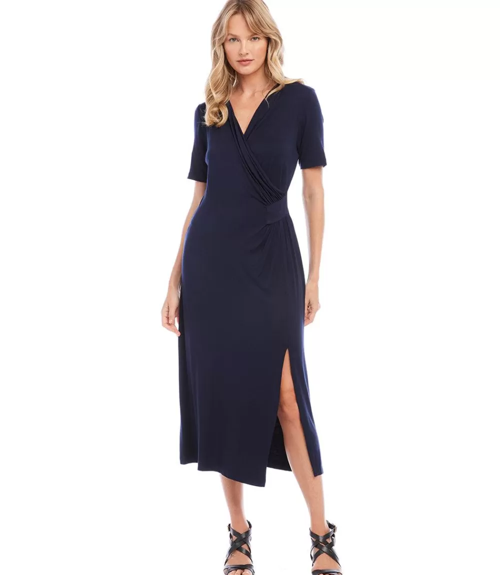 Faux Wrap Midi Dress>Karen Kane Discount