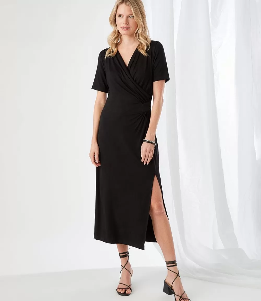 Faux Wrap Midi Dress>Karen Kane Clearance