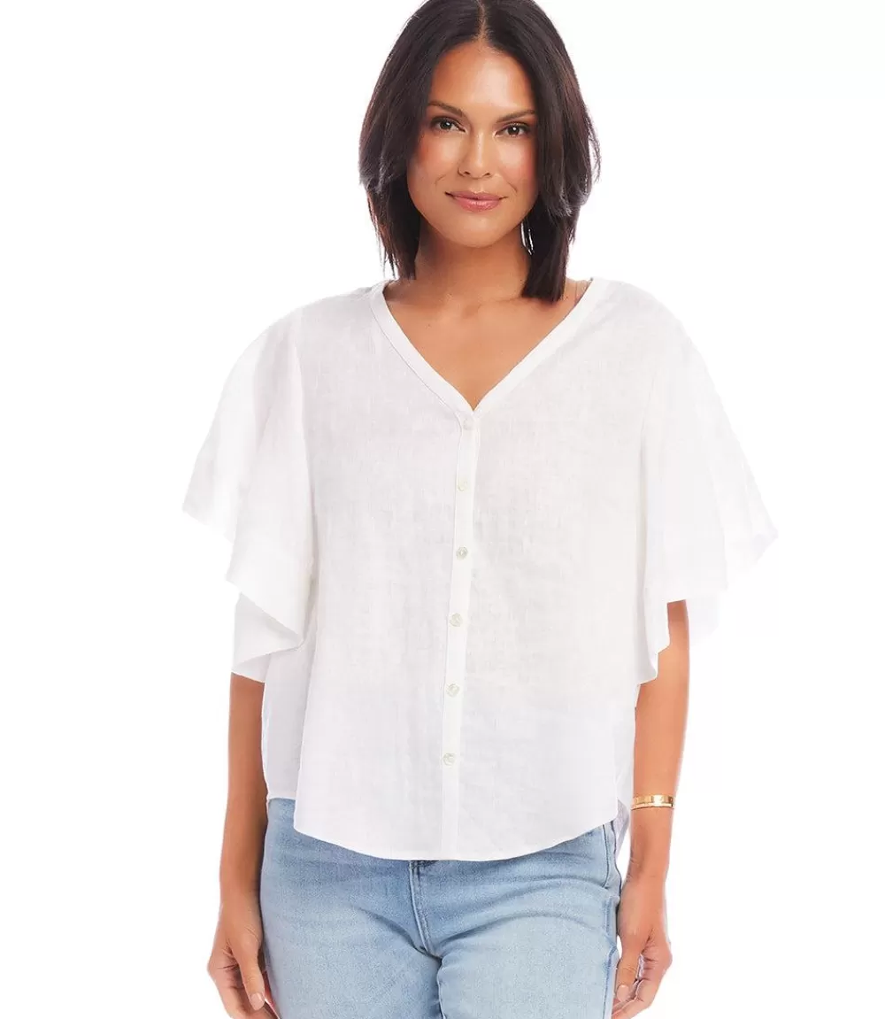 Flutter Sleeve Top>Karen Kane Store