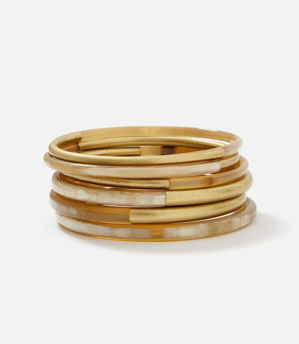 Golden Mix Horn Bangles, Set of 6>Karen Kane Clearance