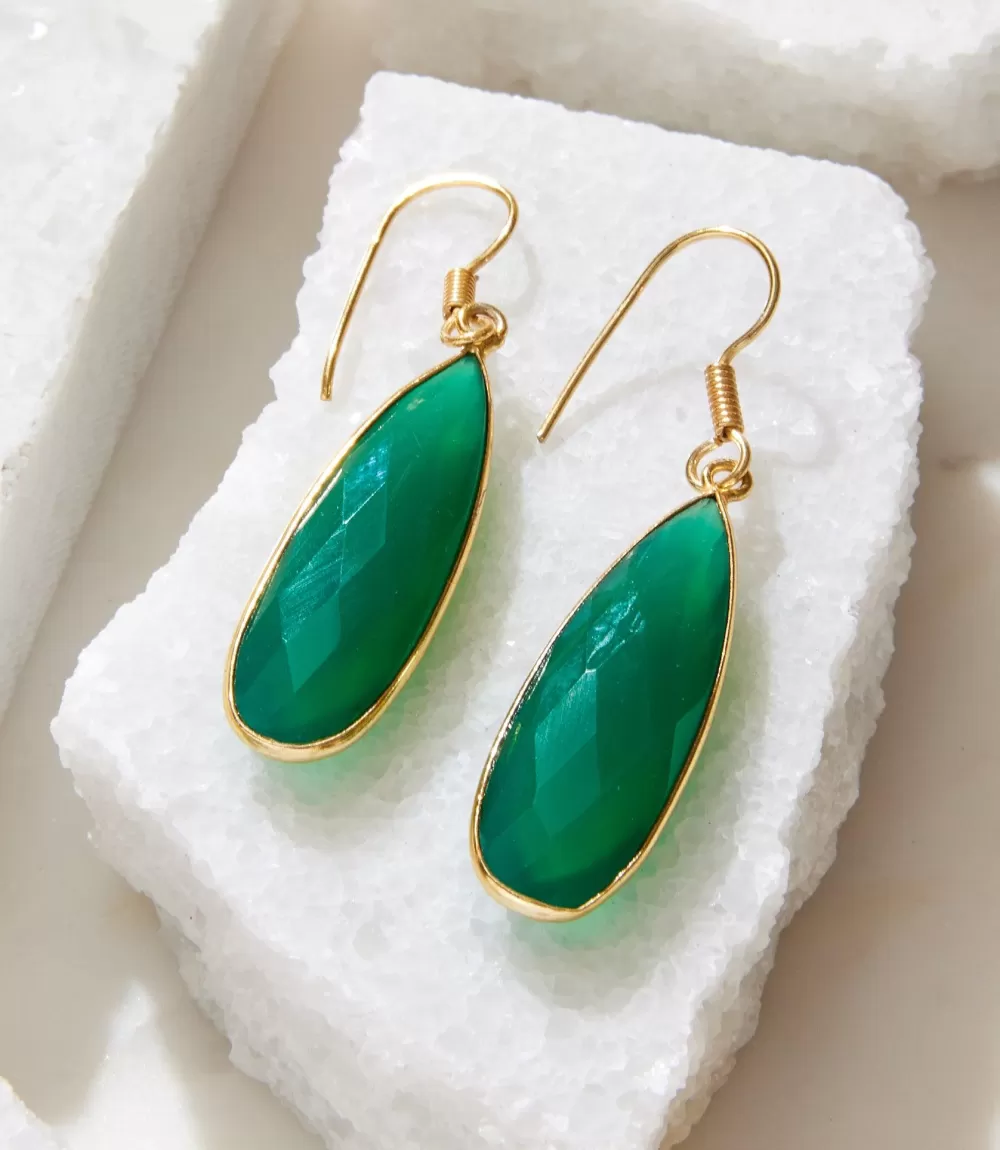 Green Onyx Quartz Earrings>Karen Kane Shop